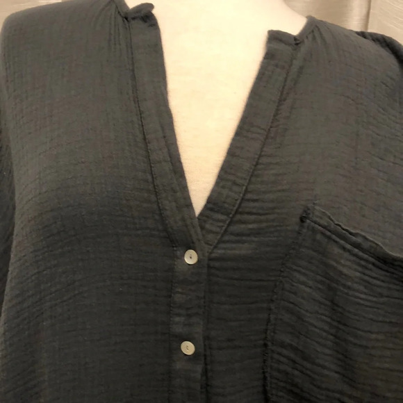 Pull&Bear Dark Gray Oversized Popover Shirt - Picture 2 of 10